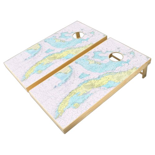 Vintage Map of The Straits of Florida 1976 Cornhole Set