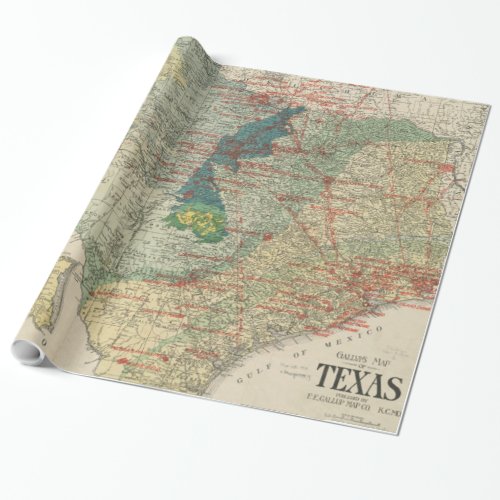 Vintage Map of The Texas Oil and Gas Fields 1920 Wrapping Paper