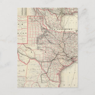 Vintage Map of The Texas Railroad System (1885) Postcard