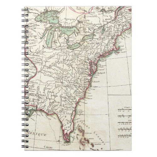 Vintage Map of The Thirteen Colonies 1776 Notebook