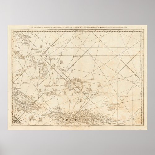 Vintage map of The Turks and Caicos Islands 1775 Poster