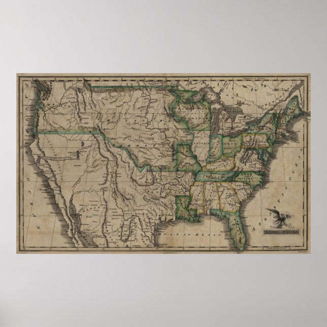 Vintage Map of The United States (1823) Poster (Front)