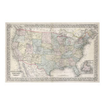 Vintage Map of The United States (1867)