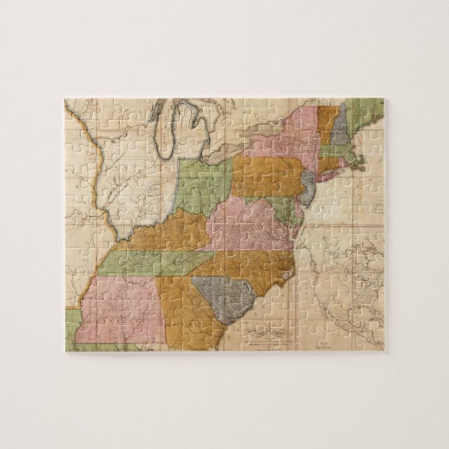Vintage Map of the United States Post Roads (1804) Jigsaw Puzzle (Horizontal)
