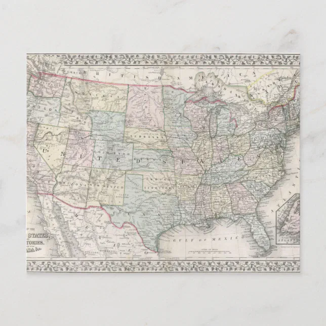 Vintage Map of the United States Scrapbook Paper | Zazzle