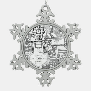 Vintage Map of The Vatican (1914) Snowflake Pewter Christmas Ornament