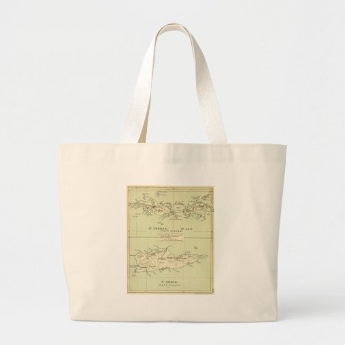 Vintage Map of The Virgin Islands 1853 Large Tote Bag