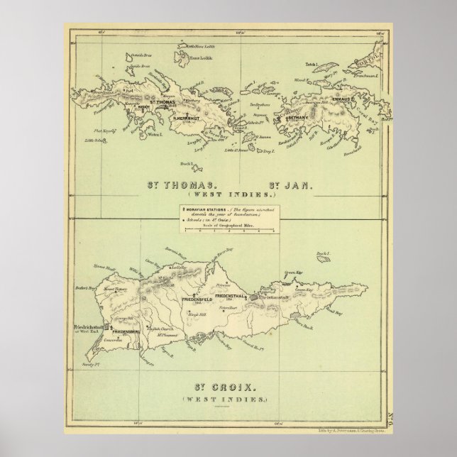 Vintage Map of The Virgin Islands (1853) Poster (Front)