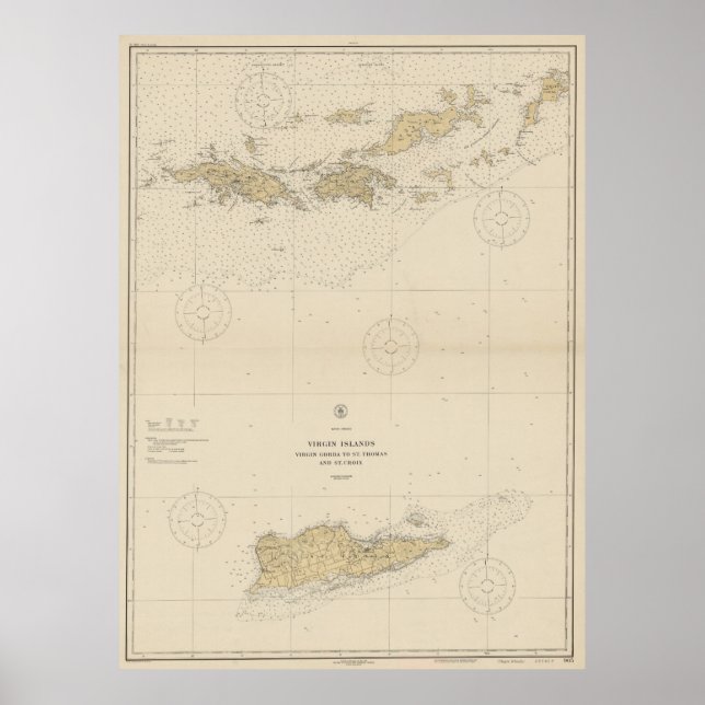 Vintage Map of The Virgin Islands (1921) Poster (Front)