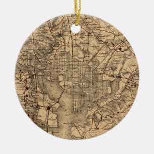 Vintage Map of The Washington DC Area (1865) Ceramic Ornament