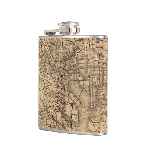 Vintage Map of The Washington DC Area 1865 Flask