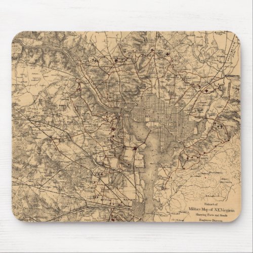 Vintage Map of The Washington DC Area 1865 Mouse Pad