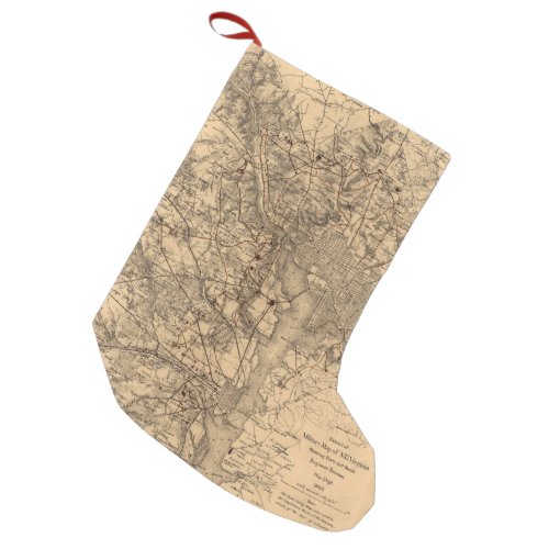 Vintage Map of The Washington DC Area 1865 Small Christmas Stocking