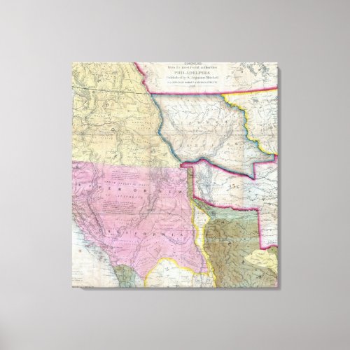 Vintage Map Of The Western United States 1846 Canvas Print