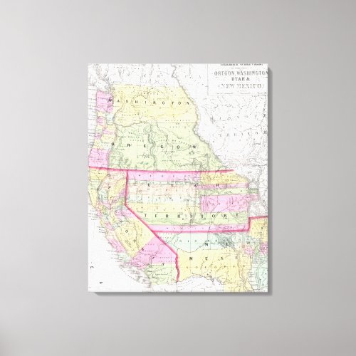 Vintage Map of The Western United States 1853 Canvas Print