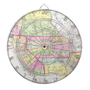 Vintage Map of The Western United States (1853) Dartboard With Darts