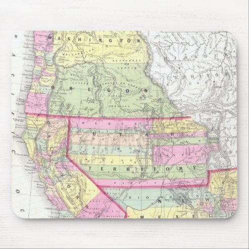 Vintage Map of The Western United States 1853 Mouse Pad