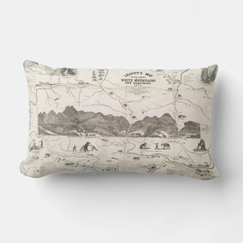 Vintage Map of The White Mountains 1871 Lumbar Pillow