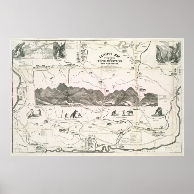 Vintage Map of The White Mountains (1871) Poster (Front)