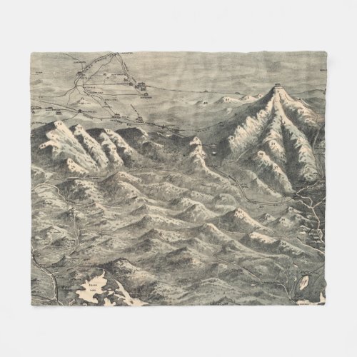 Vintage Map of The White Mountains 1890 Fleece Blanket
