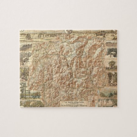 Vintage Map Of The White Mountains (1937) Jigsaw Puzzle