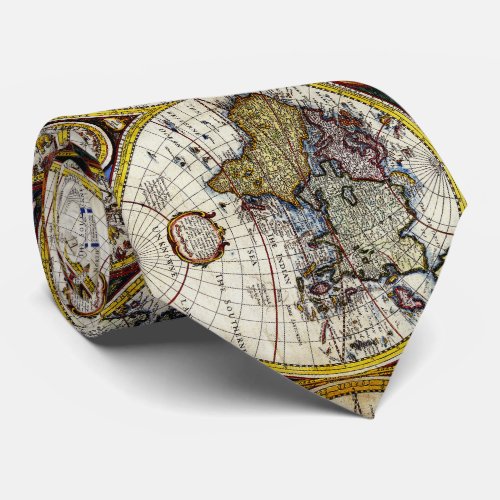 Vintage Map of The World 1626 _ Stylized Neck Tie