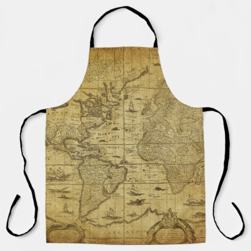 vintage map of the world 1635 apron
