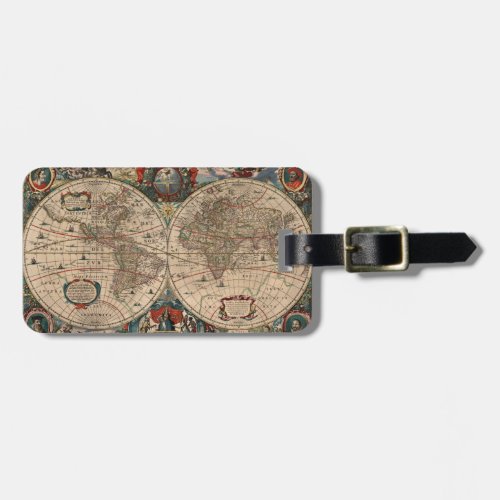 Vintage Map of The World 1641 Luggage Tag