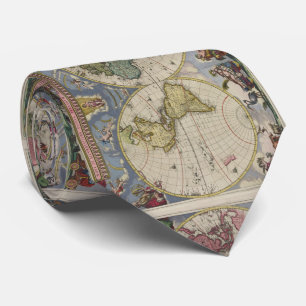 Vintage Map of The World (1665) Neck Tie