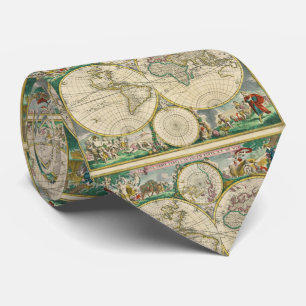 Vintage Map of The World (1670) Neck Tie