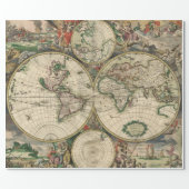 Vintage Map of The World (1689) Wrapping Paper (Flat)