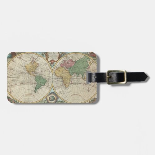 Vintage Map of The World 1744 Luggage Tag