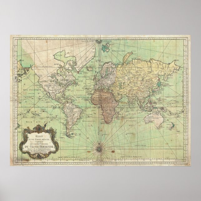 Vintage Map of The World (1778) Poster (Front)
