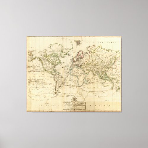 Vintage Map of The World 1800 Canvas Print