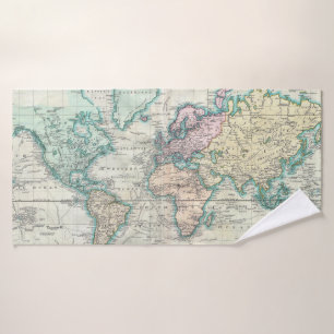 Vintage Map of The World (1801) Bath Towel