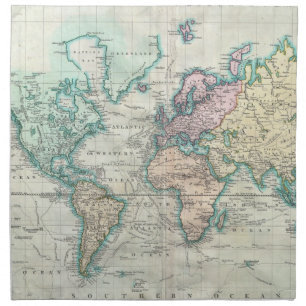 Vintage Map of The World (1801) Cloth Napkin
