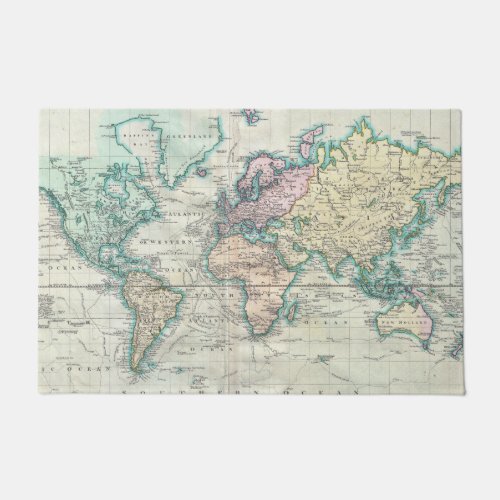 Vintage Map of The World 1801 Doormat