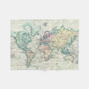 ZHONGKUI Throw Blanket World Map Retro Super Soft Flannel Luxury Bed Sofa Blanket for All Seasons 80X60 Large 