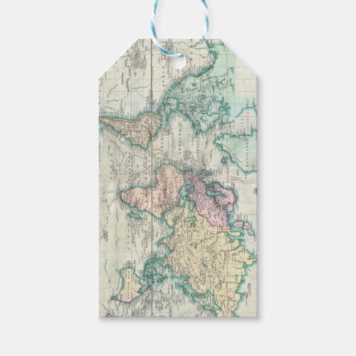 Vintage Map of The World 1801 Gift Tags