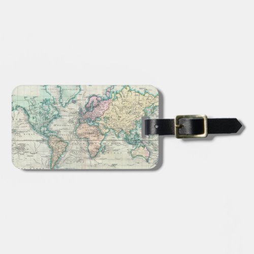 Vintage Map of The World 1801 Luggage Tag