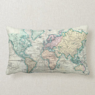 Vintage Map of The World (1801) Lumbar Pillow