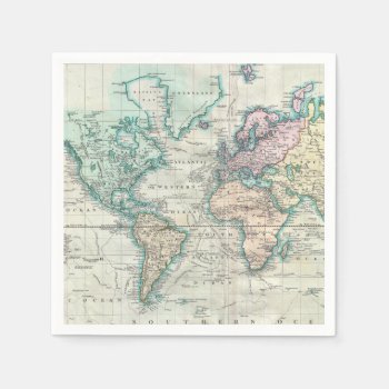 Vintage Map Of The World (1801) Paper Napkins by Alleycatshirts at Zazzle