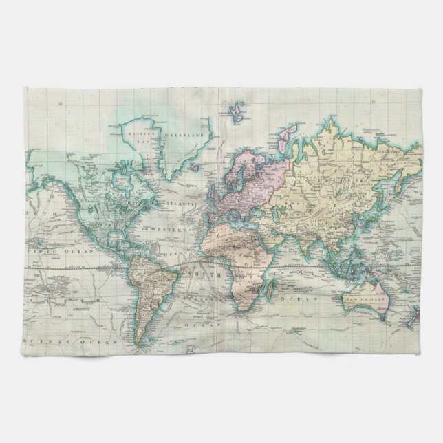 Vintage Map of The World (1801) Towel (Horizontal)