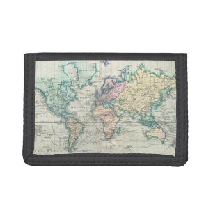 Vintage Map of The World (1801) Tri-fold Wallet