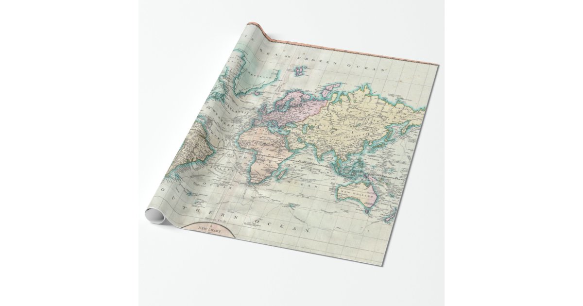 Vintage Map Of The World 1801 Wrapping Paper
