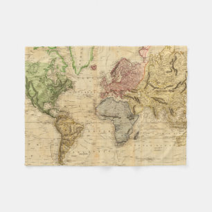 Vintage Map of The World (1831) Fleece Blanket