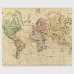 Vintage Map Of The World 1831 Wrapping Paper Zazzle