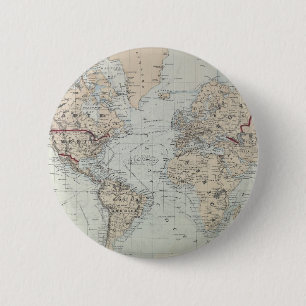 Vintage Map of The World (1875) Pinback Button