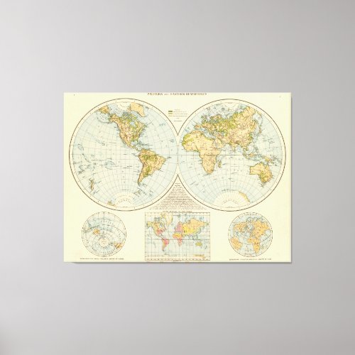 Vintage Map of The World 1895 Canvas Print