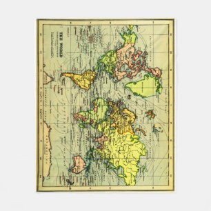 Vintage Map of The World (1899) - Stylized Fleece Blanket